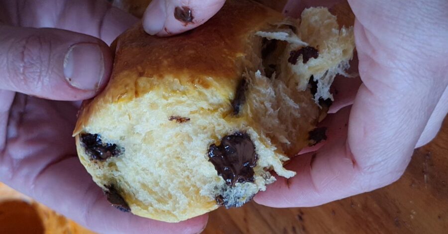 Pão de abóbora com gotas de chocolate
